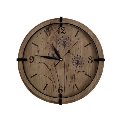 Li-Go 23682/DUB5 - Horloge murale 1xAA Ø 32 cm chêne/pissenlit