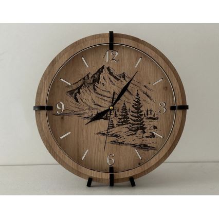 Li-Go 23697/DUB/BAT2 - Dimbare LED-klok met bewegingssensor LED/10W/5V 20000 mAh + 1xAA Ø 32 cm eiken/Bergen