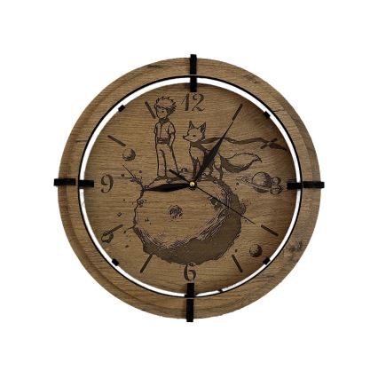 Li-Go 23712/DUB/BAT2 - LED-dimbare klok met bewegingssensor LED/10W/5V 20000 mAh + 1xAA Ø 32 cm eik/De Kleine Prins