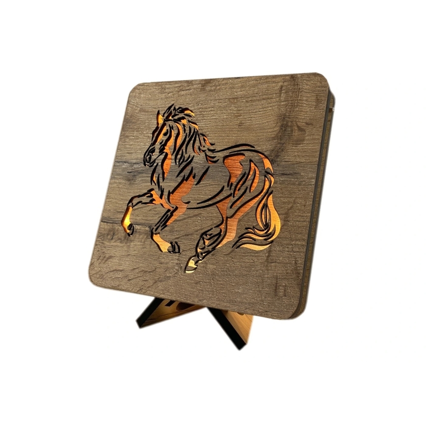 Li-Go 4070/DUB2 - Lampe décorative de table LED/12W/230V 19x19 cm chêne/cheval