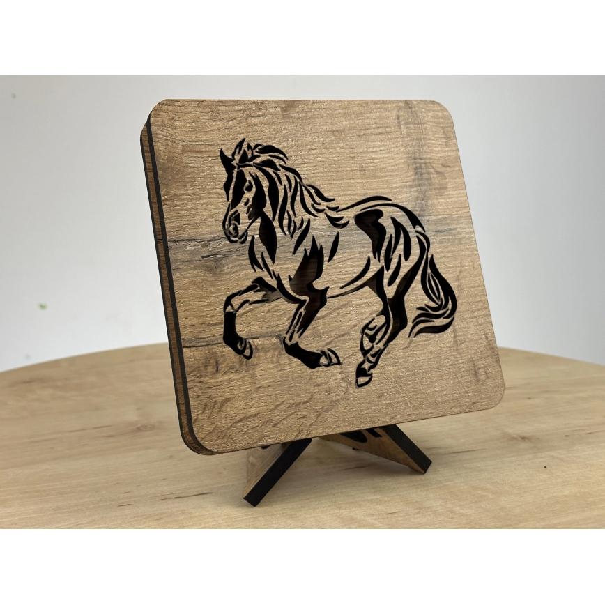 Li-Go 4070/DUB2 - LED tafeldecoratie LED/12W/230V 19x19 cm eik/paard