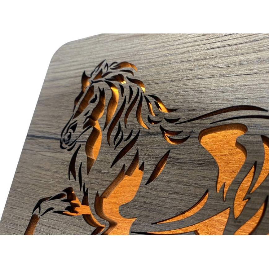 Li-Go 4070/DUB2 - LED tafeldecoratie LED/12W/230V 19x19 cm eik/paard