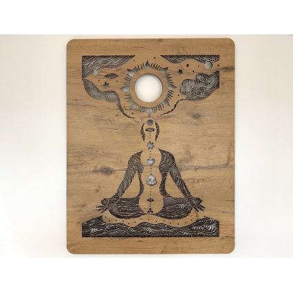 Li-Go 4421/A/4 - Décoration murale LED dimmable LED/10W/5V 30000 mAh 70x90 cm chêne/chakras