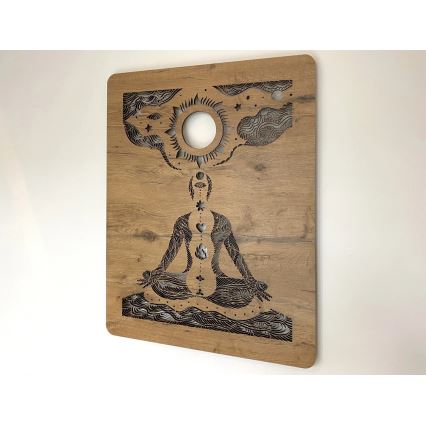 Li-Go 4421/A/4 - Dimbare LED wanddecoratie LED/10W/5V 30000 mAh 70x90 cm eik/chakra's