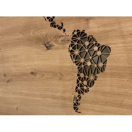 Li-Go 4457/A/4 - Décoration murale LED dimmable LED/10W/5V 30000 mAh 120x60 cm chêne/Carte du monde