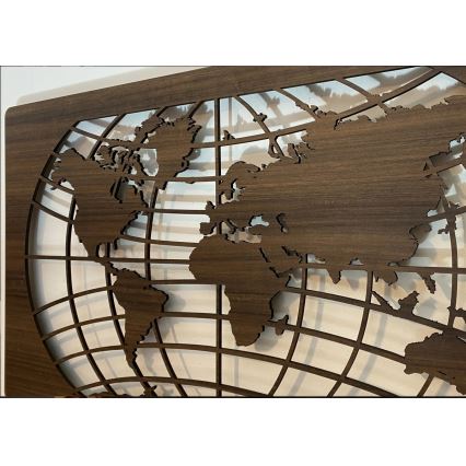 Li-Go 4709/DUB2 - Décoration murale LED RGBW dimmable LED/24W/230V 125x74 cm chêne/Carte du monde — parallèles + télécommande