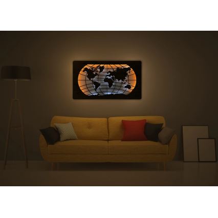 Li-Go 4868/DUB2 - décoration murale LED dimmable LED/24W/230V 110x60 cm chêne/Carte du monde — parallèles