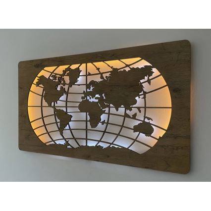Li-Go 4868/DUB2 - décoration murale LED dimmable LED/24W/230V 110x60 cm chêne/Carte du monde — parallèles