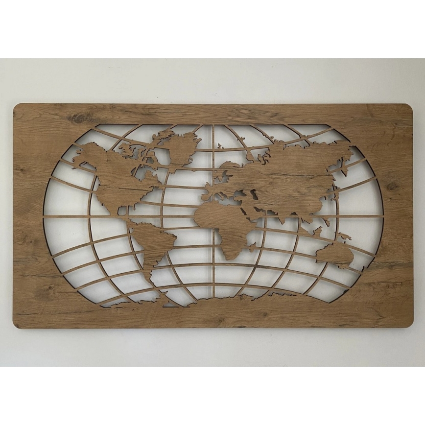 Li-Go 4868/DUB2 - décoration murale LED dimmable LED/24W/230V 110x60 cm chêne/Carte du monde — parallèles