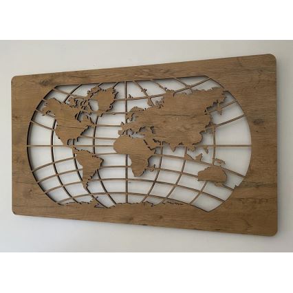 Li-Go 4868/DUB2 - Dimbare LED-wanddecoratie LED/24W/230V 110x60 cm eiken/wereldkaart (parallelle lijnen)