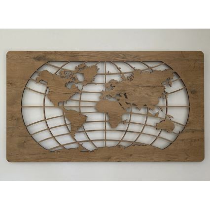 Li-Go 4868/DUB2 - Dimbare LED-wanddecoratie LED/24W/230V 110x60 cm eiken/wereldkaart (parallelle lijnen)