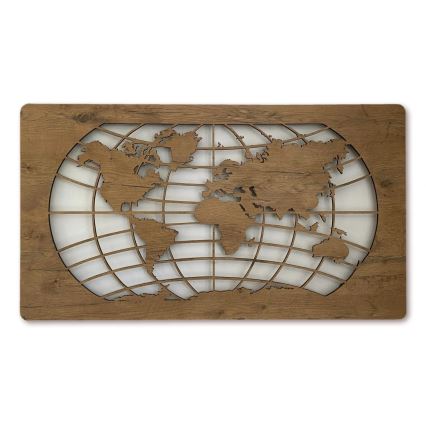 Li-Go 4868/DUB2 - Dimbare LED-wanddecoratie LED/24W/230V 110x60 cm eiken/wereldkaart (parallelle lijnen)