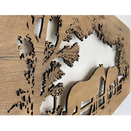 Li-Go 5012/B/4 - Dimbare LED wanddecoratie LED/10W/5V 30000 mAh 120x60 cm eik/paarden + afstandsbediening