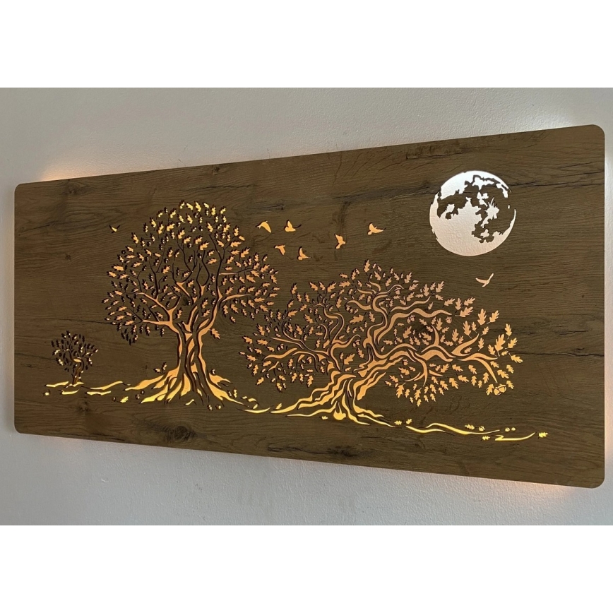 Li-Go 5042/DUB2 - Décoration murale LED dimmable LED/24W/230V 110x50 cm chêne/Trois chênes et la lune