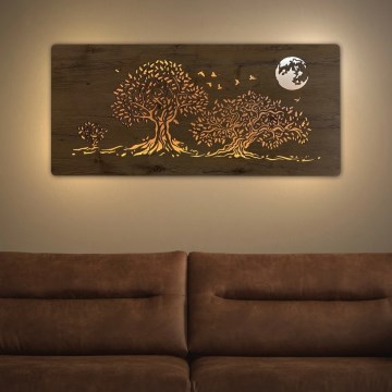 Li-Go 5042/DUB2 - Décoration murale LED dimmable LED/24W/230V 110x50 cm chêne/Trois chênes et la lune