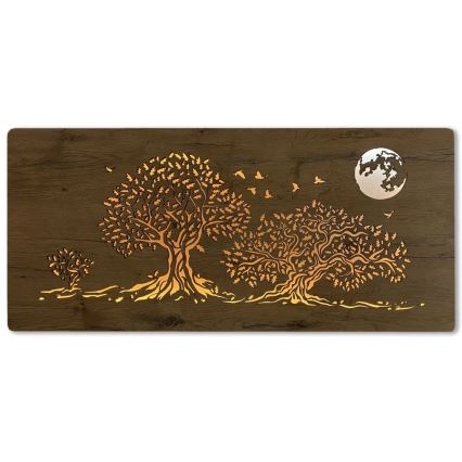 Li-Go 5042/DUB2 - Dimbare LED-wanddecoratie LED/24W/230V 110x50 cm eik/Drie eiken en maan