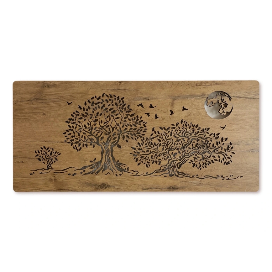 Li-Go 5042/DUB2 - Dimbare LED-wanddecoratie LED/24W/230V 110x50 cm eik/Drie eiken en maan