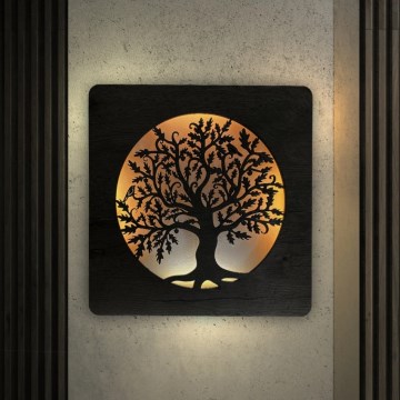 Li-Go 5275/DUB2 - Décoration murale LED à intensité variable LED/10W/5V 20000 mAh 42x42 cm chêne/Chêne en cercle + télécommande