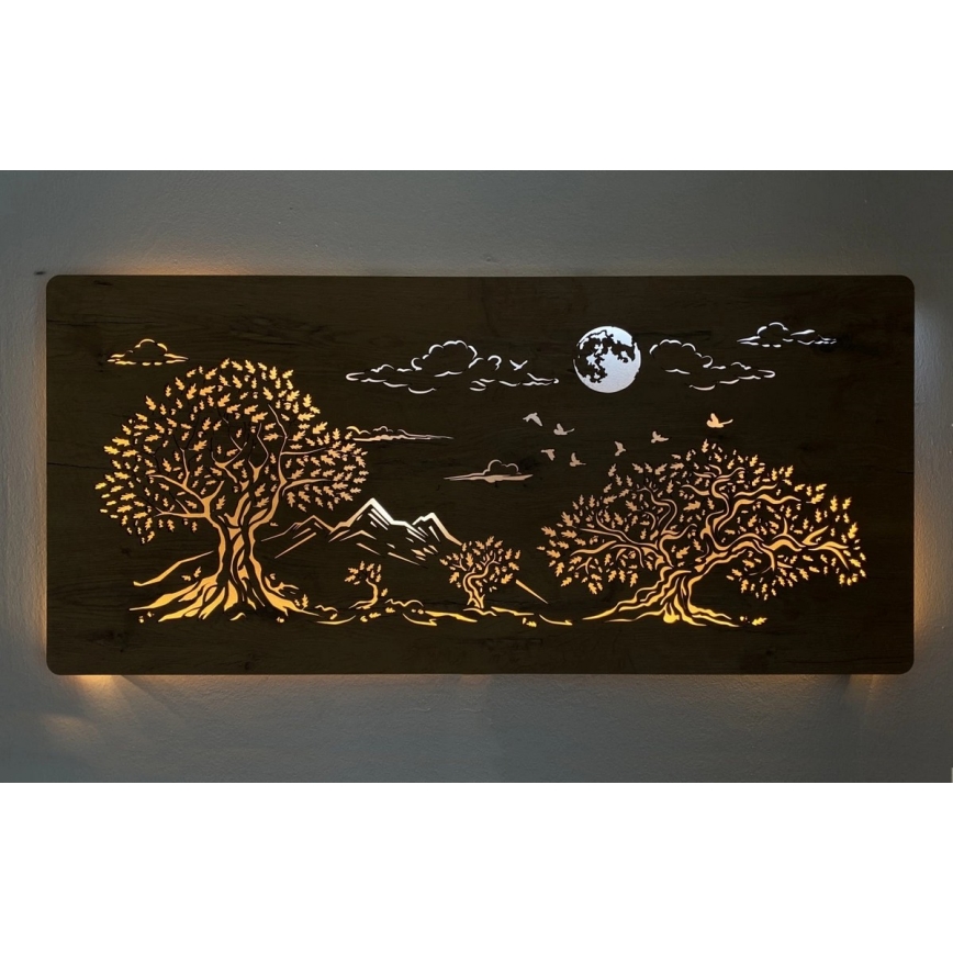 Li-Go 5478/DUB2 - Décoration murale LED dimmable LED/24W/230V 130x60 cm chêne/Quatre chênes et la lune