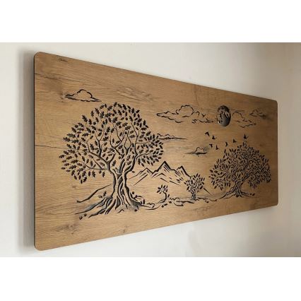 Li-Go 5478/DUB2 - Décoration murale LED dimmable LED/24W/230V 130x60 cm chêne/Quatre chênes et la lune