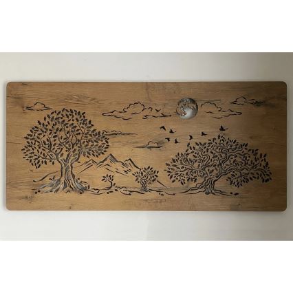 Li-Go 5478/DUB2 - Dimbare LED-wanddecoratie LED/24W/230V 130x60 cm eik/Vier eikenbomen en maan