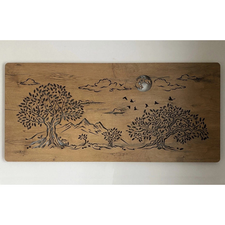 Li-Go 5478/DUB2 - Dimbare LED-wanddecoratie LED/24W/230V 130x60 cm eik/Vier eikenbomen en maan