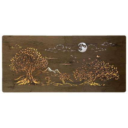 Li-Go 5478/DUB2 - Dimbare LED-wanddecoratie LED/24W/230V 130x60 cm eik/Vier eikenbomen en maan