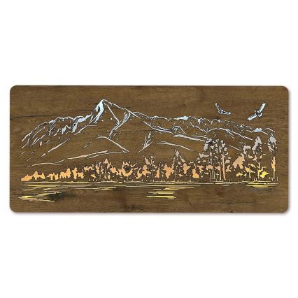 Li-Go 5589/A/DUB2 - Décoration murale LED à intensité variable LED/10W/5V 30000 mAh 110x50 cm chêne/Montagnes avec oiseaux