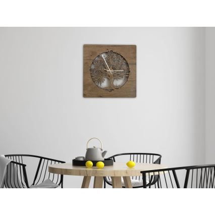 Li-Go 5652/DUB2 - Horloge LED dimmable LED/10W/5V 20000 mAh 42x42 cm chêne/Chêne en cercle + télécommande