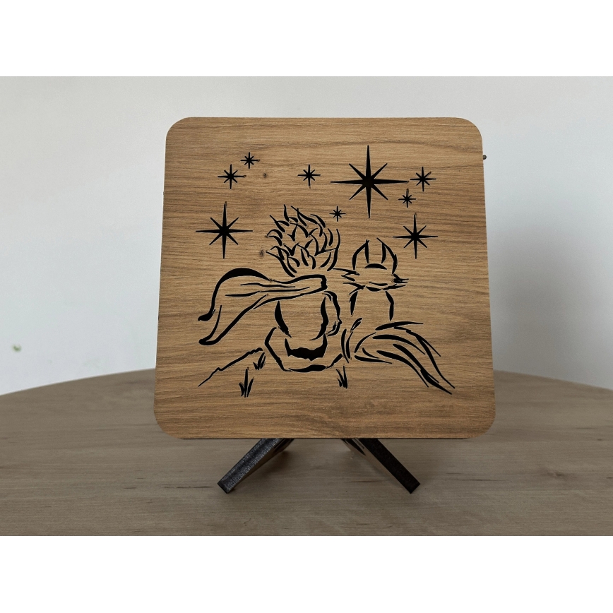 Li-Go 5788/DUB2 - LED tafeldecoratie LED/12W/230V 19x19 cm eiken/De Kleine Prins