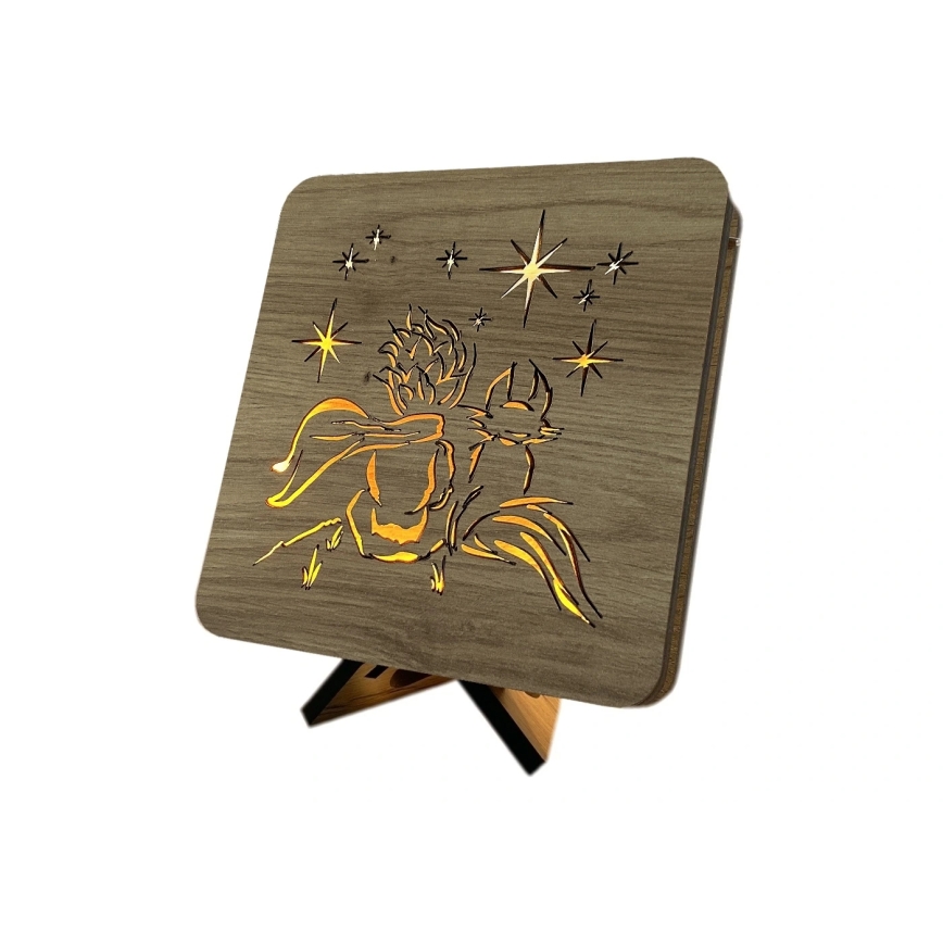 Li-Go 5788/DUB2 - LED tafeldecoratie LED/12W/230V 19x19 cm eiken/De Kleine Prins