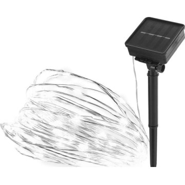 Lichtsnoer op zonne-energie 120xLED/2,4W/1,2V 12m IP44 600 mAh koel wit