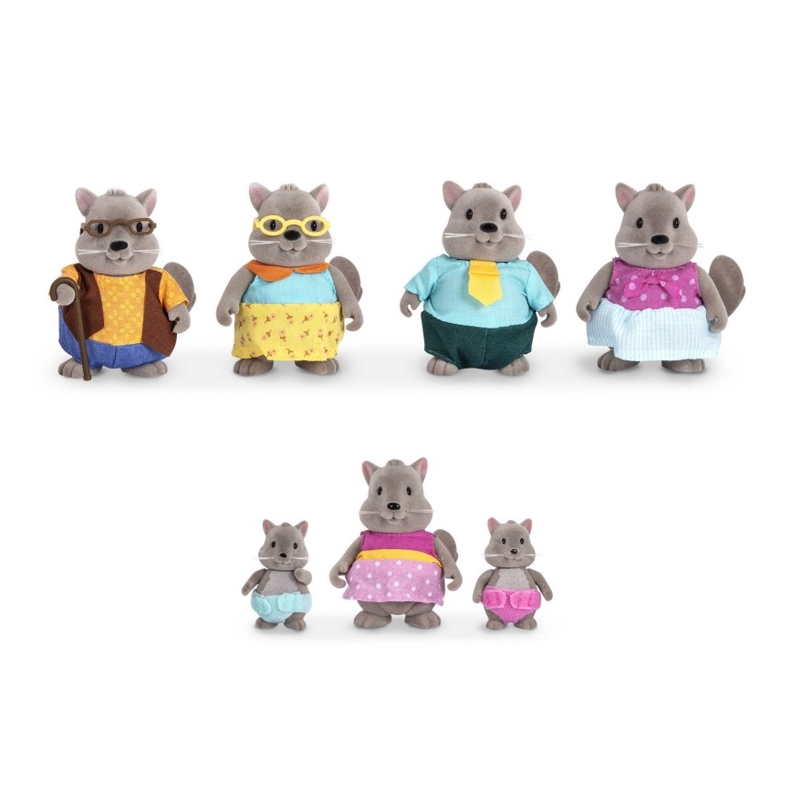 Li'l Woodzeez - Lot de jouets BUSTLEBERRY famille écureuil