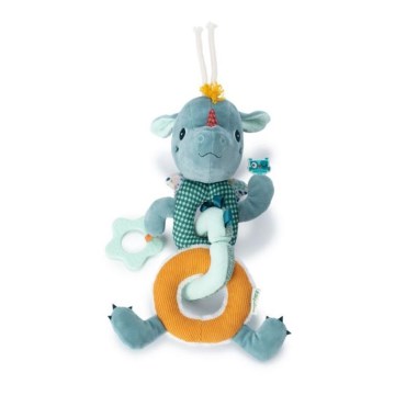 Lilliputiens - Guirlande en peluche avec anneau de dentition dragon Joe