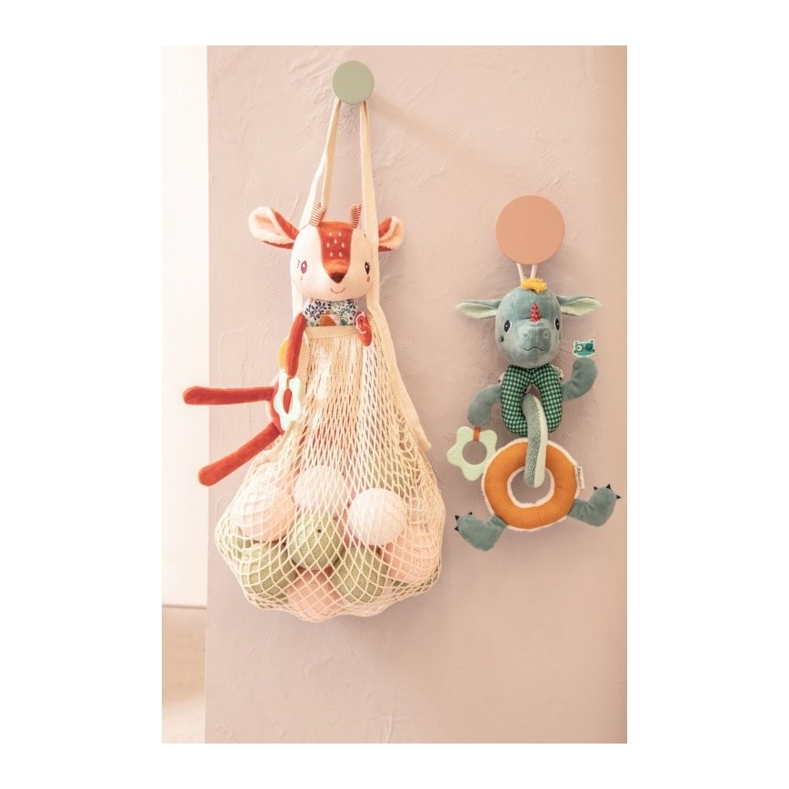 Lilliputiens - Pluche ketting met een bijtring draak Joe