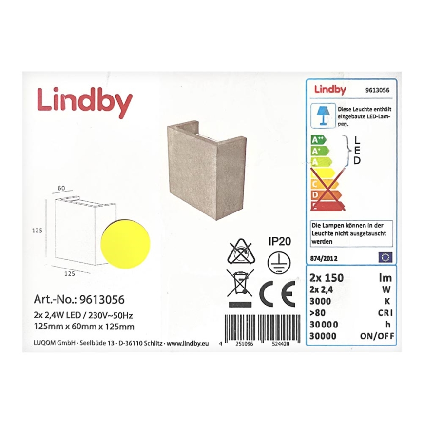 Lindby - Applique murale YVA 2xLED/2,4W/230V