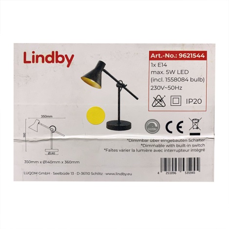 Lindby - Dimbare LED tafellamp ZERA 1xE14/5W/230V