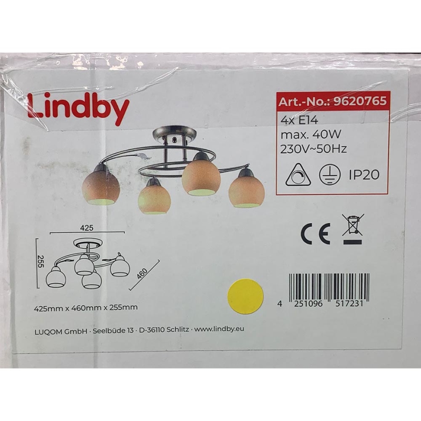 Lindby - Hanglamp met vaste pendel SVEAN 4xE14/40W/230V