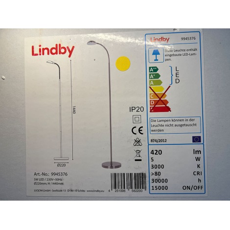Lindby - Lampadaire GIACOMO LED/5W/230V