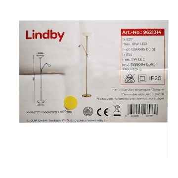 Lindby - Lampadaire JOST 1xE27/10W/230V + 1xE14/5W