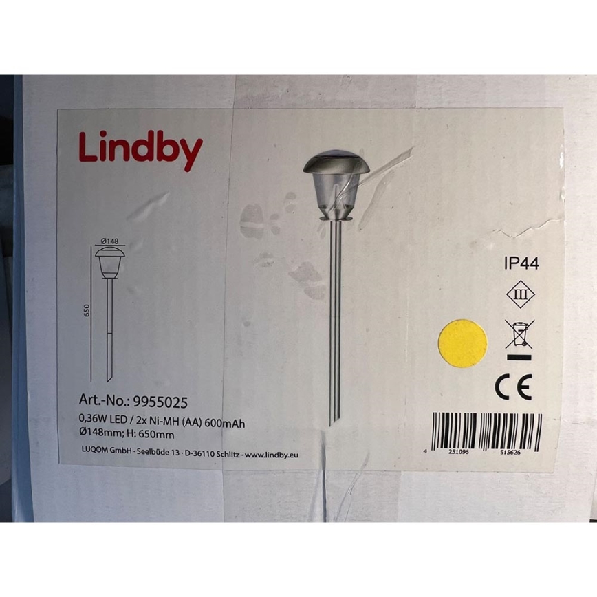Lindby - LED Solar lamp met sensor NELA LED/0,36W/2,4V 600 mAh IP44