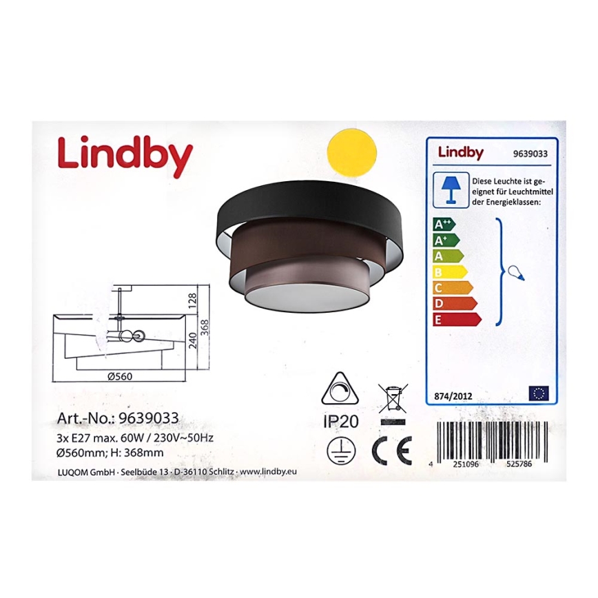 Lindby - Plafonnier MELIA 3xE27/60W/230V
