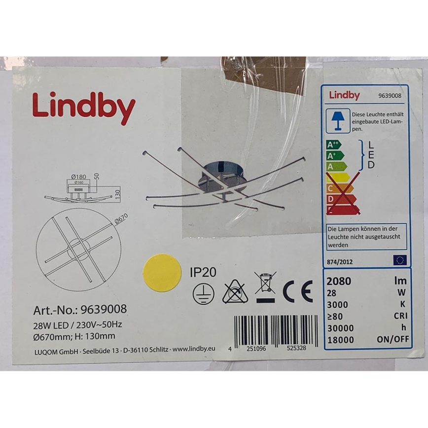 Lindby - Plafonnier YAEL 4xLED/7W/230V