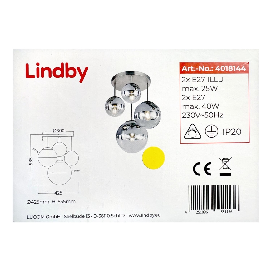 Lindby - Suspension barre RAVENA 2xE27/40W/230V + 2xE27/25W