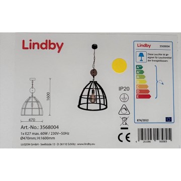 Lindby - Suspension chaîne MAXIMILIA 1xE27/60W/230V