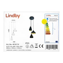 Lindby - Suspension filaire 3xE27/60W/230V