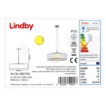 Lindby - Suspension filaire à intensité variable LED AMON 3xLED/12W/230V