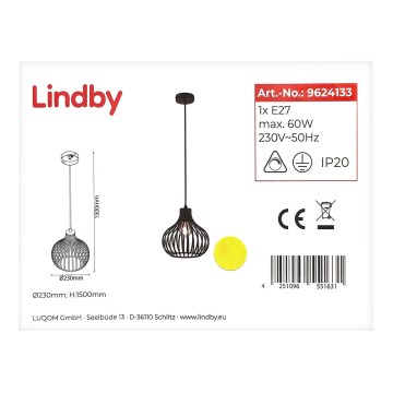 Lindby - Suspension filaire FRANCES 1xE27/60W/230V