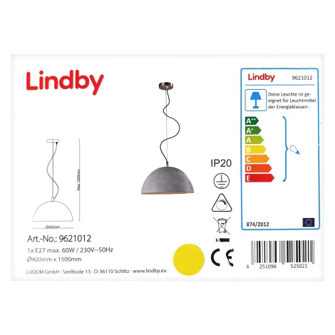 Lindby - Suspension filaire JELIN 1xE27/60W/230V