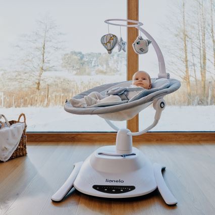 Lionelo - Babyschommel met melodie 2-in-1 BELLA 4xAA Betongrijs + afstandsbediening